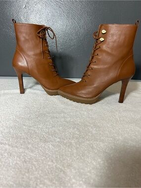 Michael Kors Cognac Lace-Up Stiletto Ankle Boots